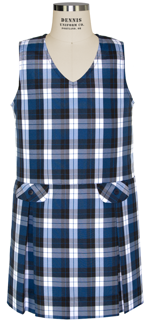 V-Neck Drop Waist Jumper 500 - Morris Plaid / Youth