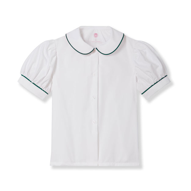 Short Sleeve Peter Pan Broadcloth Blouse