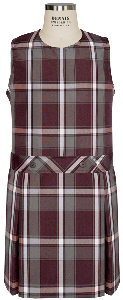 burgundy plaid uniform dress Burgundy & Navy Plaid Flannel Dress 6XL-14/16 Years