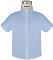 Short Sleeve Oxford Shirt - Girls white, Boys blue for gr 6 - 8