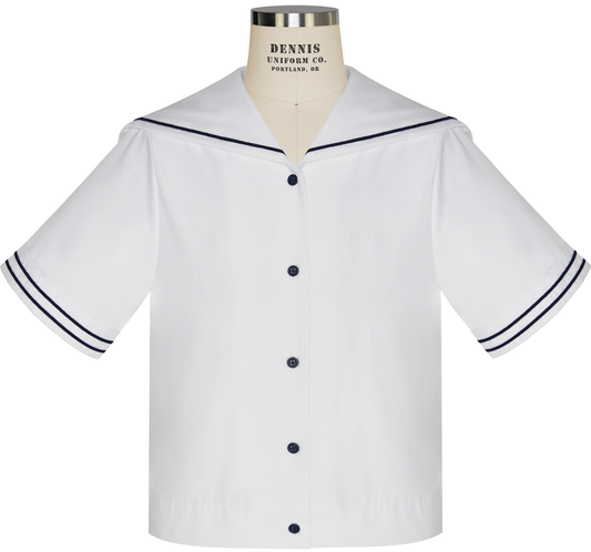 Short Sleeve Middy Blouse with Contrast Piping