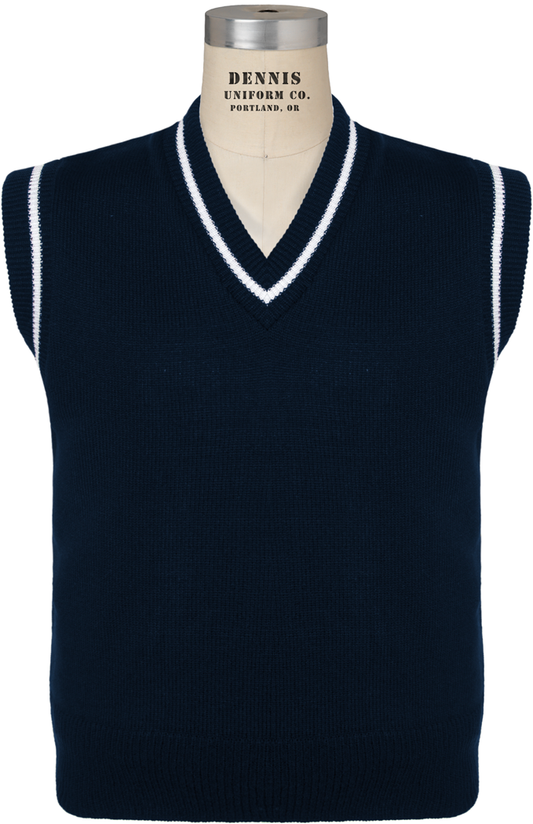 V-Neck Pullover Sweater Vest with Contrast Accents