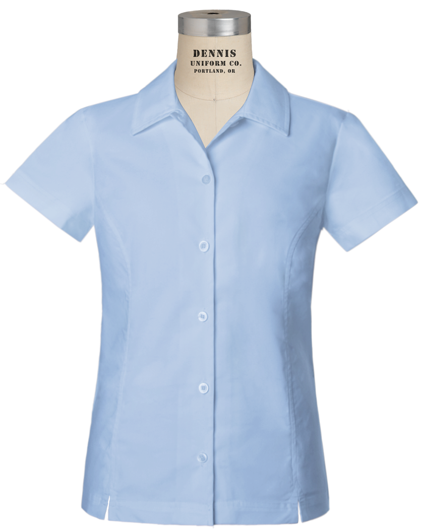 Short Sleeve Fitted Oxford Blouse