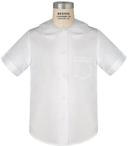Short Sleeve Peter Pan Collar Blouse with Front Pocket